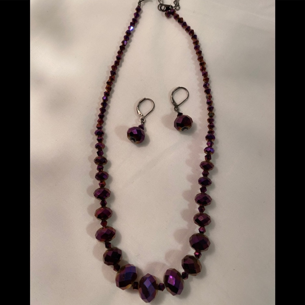 Beaded necklace and earring set